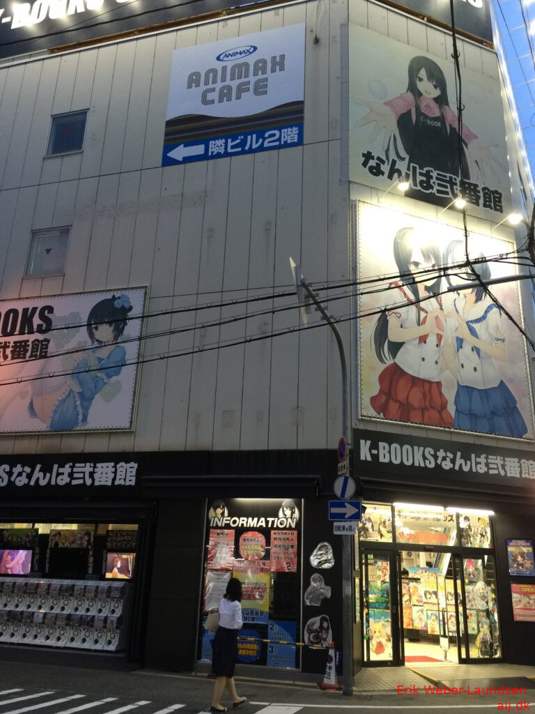 DenDen Town området om aftenen i Osaka, sommer 2016