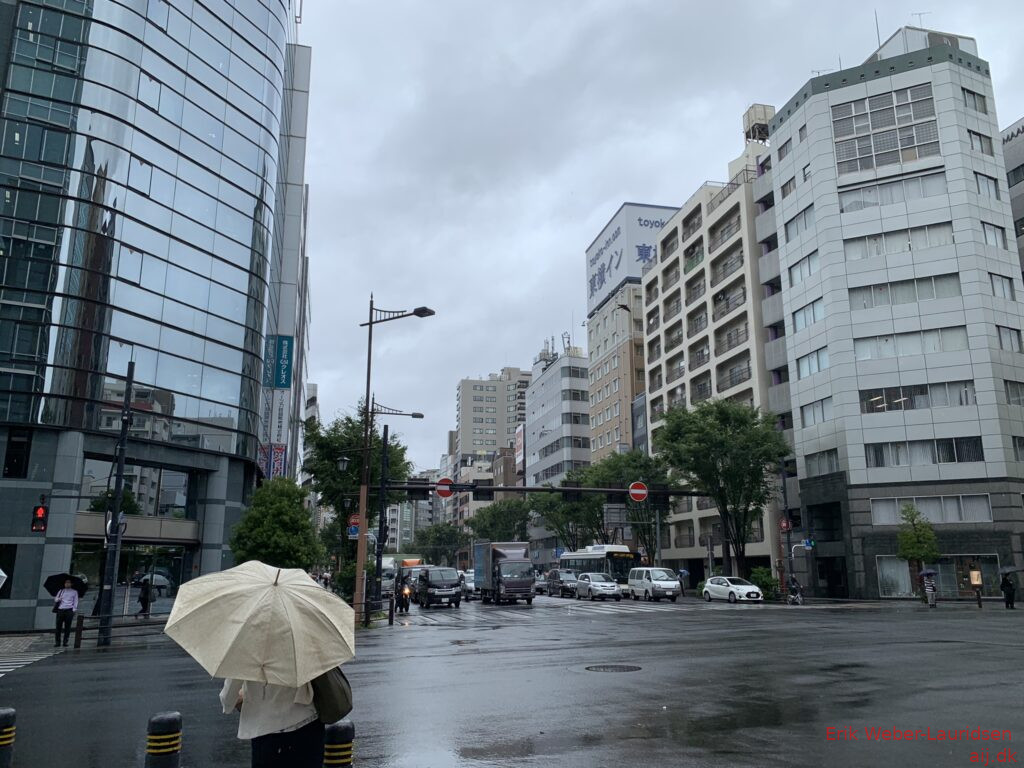 Nihombashikoamicho i regnvejr, sommer 2019